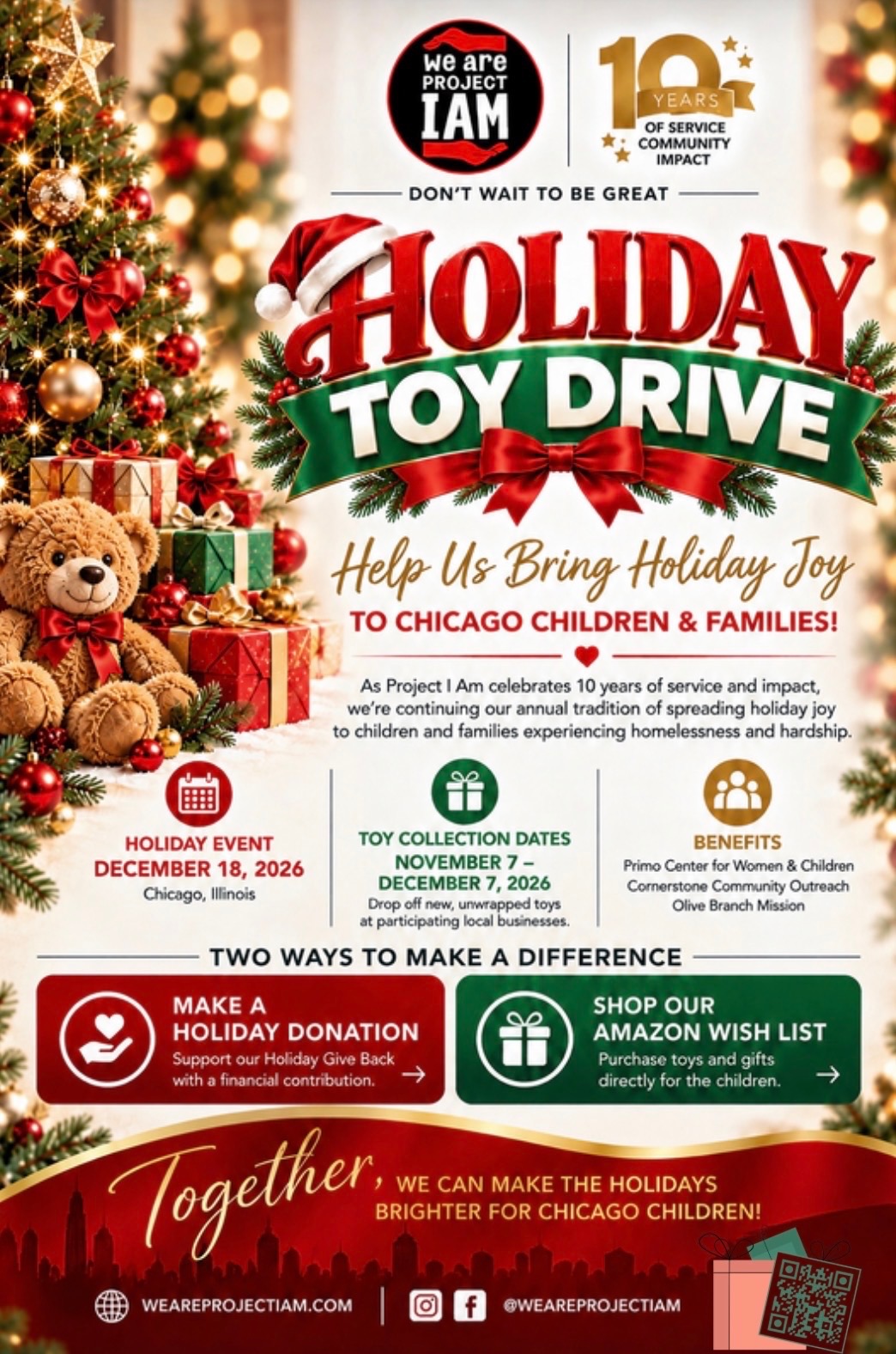 Project I Am Annual Holiday Give Back 2026 event flyer